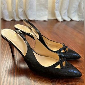 Kate Spade Sling Back Black Snake Skin Print